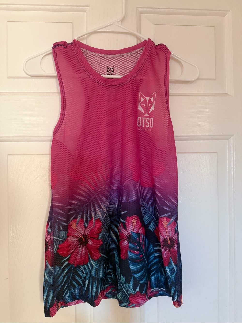 OTSO Pink Tropical Running Singlet top
